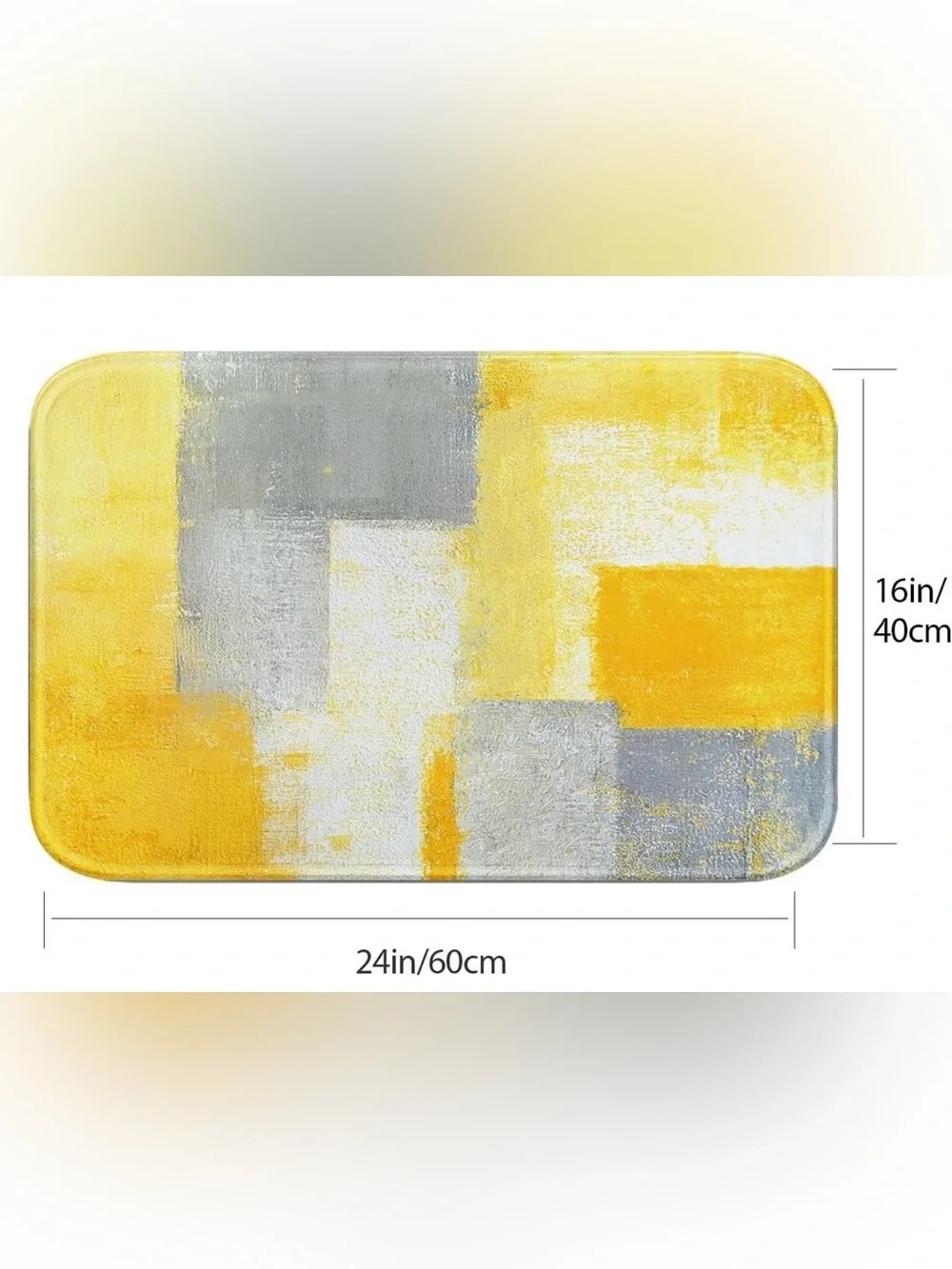 Britimes Abstract Yellow and Gray Bath Mat - Soft Plush Absorbent Rug 16x24 in